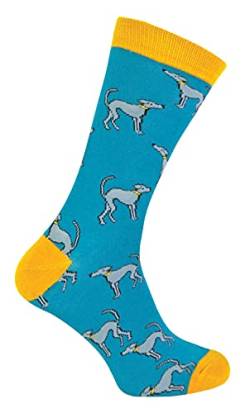 Mr Heron - Herren Socken mit Hundemotiv | Bambus Socken mit Bunt Dog Muster (39-45, Windhund) von Mr Heron