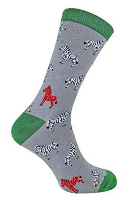 Mr Heron - Herren Socken mit Tiere Motiv | Bambus Socken mit Bunt Animal Muster für Erwachsene (39-45, Zebras) von Mr Heron
