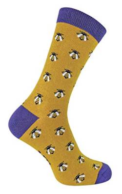 Mr Heron - Herren Socken mit Tiere Motiv | Bambus Socken mit Bunt Animal Muster für Erwachsene (39-45, honey Bee) von Mr Heron