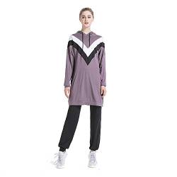 Mr Lin123 Muslimische Trainingsanzüge Frauen Islamischer Trainingsanzug Muslimah Sweatshirt Sets Gr. XL , violett von Mr Lin123
