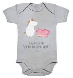 Mr. & Mrs. Panda 1. - 3. Monat Organic Baby Body Einhorn + Schweinhorn - Geschenk, Schweinchen, Wickelbody, Junge, Einhörner, Strampler, Baby von Mr. & Mrs. Panda