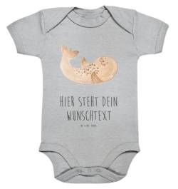 Mr. & Mrs. Panda 1. - 3. Monat Personalisierter Baby Body Robbe liegend - Personalisierte Geschenke, Meerestier, Personalisierter Wickelbody, Gute von Mr. & Mrs. Panda