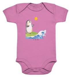 Mr. & Mrs. Panda 3. - 6. Monat Organic Baby Body Pinguin Surfer - Geschenk, Pinguine, Hawaii, Wickelbody, optimistisch, Urlaub, Babykleidung, von Mr. & Mrs. Panda