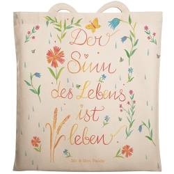 Mr. & Mrs. Panda Einkaufstasche Sinn des Lebens - Geschenk, Beutel, Stofftasche, Natur, Beuteltasche, Sommer Deko, Spruch, Baumwolltasche, Caspar, von Mr. & Mrs. Panda