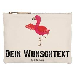 Mr. & Mrs. Panda Größe M Personalisierte Schminktasche Flamingo Yoga - Personalisierte Geschenke, Yogapose, Schminktasche mit Namen, Personalisiertes von Mr. & Mrs. Panda