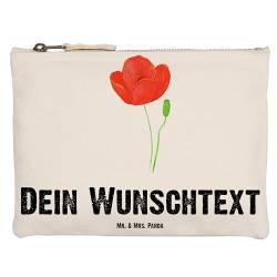 Mr. & Mrs. Panda Größe M Personalisierte Schminktasche Mohnblume - Personalisierte Geschenke, Respekt, Pflanzen, Kosmetiktasche mit Namen, von Mr. & Mrs. Panda