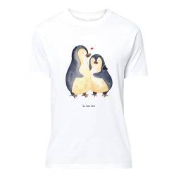 Mr. & Mrs. Panda Größe M T-Shirt Pinguin umarmend - Geschenk, Damen, Verlobung, Junggesellenabschied, Liebe, Lustiges T-Shirt, Paar, Hochzeitstag, von Mr. & Mrs. Panda