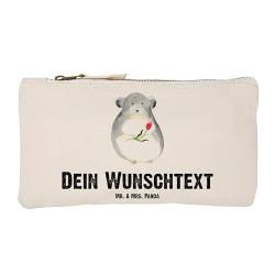 Mr. & Mrs. Panda Größe S Klein Personalisierte Schminktasche Chinchilla mit Blume - Personalisierte Geschenke, Glücklichsein, Kosmetiktasche mit von Mr. & Mrs. Panda