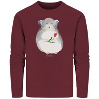 Mr. & Mrs. Panda Longpullover Größe L Chinchilla Blume - Burgundy - Geschenk, Glücklichsein, Pullov (1-tlg) von Mr. & Mrs. Panda