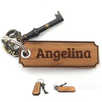 Mr. & Mrs. Panda Schlüsselanhänger Angelina - Bambus - Geschenk, Taschenanhänger, Gravur, Anhänger, Sche (1-tlg), Nachhaltiges Material von Mr. & Mrs. Panda