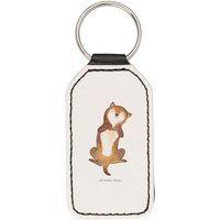 Mr. & Mrs. Panda Schlüsselanhänger Hund Streicheln - Weiß - Geschenk, Anhänger, Hundeliebe, Hundemotiv, (1-tlg), Trägt Botschaft von Mr. & Mrs. Panda