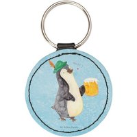 Mr. & Mrs. Panda Schlüsselanhänger Pinguin Bier - Eisblau - Geschenk, Bierchen, Oktoberfest, Pinguine, G (1-tlg), Charmant & Elegant von Mr. & Mrs. Panda