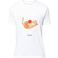 Mr. & Mrs. Panda T-Shirt Katze Wolle - Weiß - Geschenk, Schlafshirt, Herrn, Damen, Shirt, Woll (1-tlg) von Mr. & Mrs. Panda