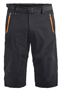 Mr.Stream 3/4-Hosen Elastischer Herren Hose Sports Wandern Kurz Shorts mit Reißverschlusstaschen 2X-Large Black von Mr.Stream