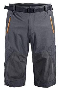 Mr.Stream 3/4-Hosen Elastischer Herren Hose Sports Wandern Kurz Shorts mit Reißverschlusstaschen 2X-Large Gray von Mr.Stream
