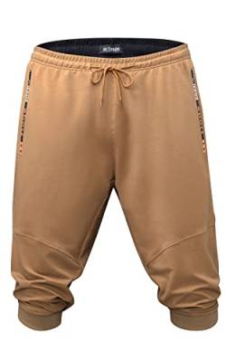 Mr.Stream Baumwolle 3/4 Kurze Hosen Herren Shorts Sommer Sporthose kurz Laufhose Dreiviertel Trainingshose mit Reißverschlusstaschen 887 Brown S von Mr.Stream