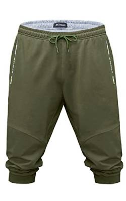 Mr.Stream Baumwolle 3/4 Kurze Hosen Herren Shorts Sommer Sporthose kurz Laufhose Dreiviertel Trainingshose mit Reißverschlusstaschen 887 Green L von Mr.Stream