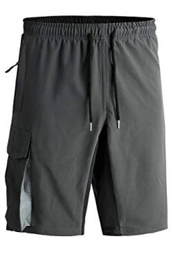 Mr.Stream Herren Radhose Schnelltrocknend MTB Shorts Männer Elastische Farradhose Mountainbike Kurz Atmungsaktiv und Schnelltrocknende Mit 2 Reißverschlusstaschen XL Grey von Mr.Stream