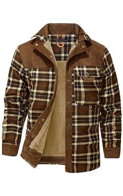 Mr.Stream Herren Thermohemd Flanellhemd Winterjacke Fleecefutter schützendem Innenfutter Holzfällerhemd Arbeitshemd 3251 Brown 2XL von Mr.Stream