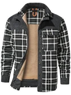 Mr.Stream Herren Thermohemd Flanellhemd Winterjacke Fleecefutter schützendem Innenfutter Holzfällerhemd Arbeitshemd 3251 Gray 2XL von Mr.Stream