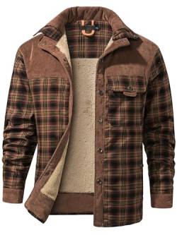 Mr.Stream Herren Thermohemd Flanellhemd Winterjacke Fleecefutter schützendem Innenfutter Holzfällerhemd Arbeitshemd 3251 Red Coffee 2XL von Mr.Stream