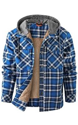 Mr.Stream Herren Thermohemd Flanellhemd Winterjacke Fleecefutter schützendem Innenfutter Holzfällerhemd Arbeitshemd Hoody 3252 Blue 2XL von Mr.Stream