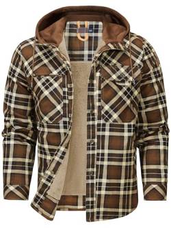 Mr.Stream Herren Thermohemd Flanellhemd Winterjacke Fleecefutter schützendem Innenfutter Holzfällerhemd Arbeitshemd Hoody 3252 Brown M von Mr.Stream