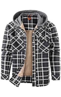 Mr.Stream Herren Thermohemd Flanellhemd Winterjacke Fleecefutter schützendem Innenfutter Holzfällerhemd Arbeitshemd Hoody 3252 Grey 2XL von Mr.Stream