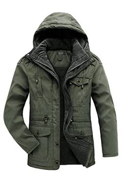 Mr.Stream Herren Winterjacke viele Taschen Mantel Fleecefutter schützendem Innenfutter Wärmejacke Lange Jacke Parka M Green von Mr.Stream