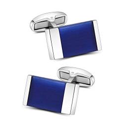 Mr.Van Manschettenknöpfe Herren, Klassisch Business Blau Achat Rechteckig Cufflinks für Geschäftliche Anlässe Hochzeit von Mr.Van