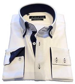 MrDoubleCollar Herren Business-Hemd, Einfarbig Gr. M, Oxford White von MrDoubleCollar