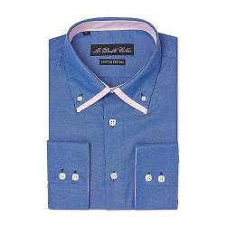 MrDoubleCollar Herren-Oxford-Hemd mit Doppelkragen, italienisches Design, Blau und Pink, blau, L von MrDoubleCollar