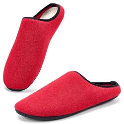 MrToNo Filzpantoffeln Herren Damen Hausschuhe Hausschuhsocken mit Rutschfester sohle Haussocken Leichte Gemütliche Pantoffeln Schwarz Rot 39/40 von MrToNo