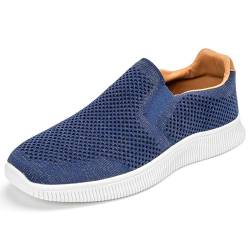 MrToNo Herren Schuhe Slip On Sneakers Freizeitschuhe Atmungsaktive Bequeme Mesh Sportschuhe Leichte Turnschuhe Casual Loafer Laufschuhe rutschfeste Walkingschuhe Joggingschuhe -Tiefblau-42 von MrToNo