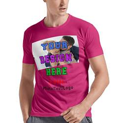 Benutzerdefinierte T-Shirts, personalisierbar, fügen Sie Ihren Fototext hinzu, ultraweich für Männer und Frauen, Vorder- und Rückendruck, schwere Baumwolle, kurzärmeliges T-Shirt, Rosarot, One size von Mraxovid
