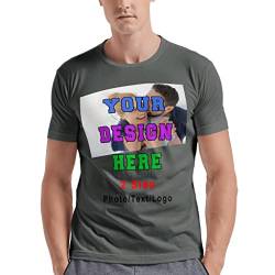 Benutzerdefinierte T-Shirts Personalisiert Fügen Sie Ihren Fototext hinzu Ultra Weich für Männer Frauen, Vorder- und Rückseite Druck Schwere Baumwolle Kurzarm T-Shirt, anthrazit, One size von Mraxovid