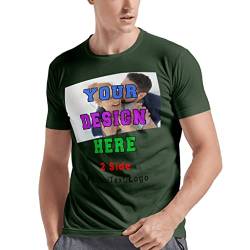 Personalisierte T-Shirts, T-Shirt Mit Eigenem Foto Text Logo Name Selbst Gestalten, Männer und Frauen, Vorder- und Rückendruck, ForestGreen von Mraxovid