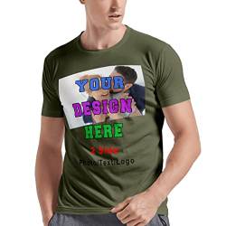 Personalisierte T-Shirts, T-Shirt Mit Eigenem Foto Text Logo Name Selbst Gestalten, Männer und Frauen, Vorder- und Rückendruck, Militärgrün von Mraxovid