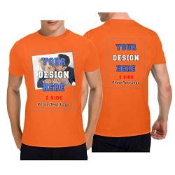 Personalisierte T-Shirts, T-Shirt Mit Eigenem Foto Text Logo Name Selbst Gestalten, Männer und Frauen, Vorder- und Rückendruck, schwere Baumwolle T-Shirt, Orange von Mraxovid