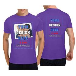 Personalisierte T-Shirts, T-Shirt Mit Eigenem Foto Text Logo Name Selbst Gestalten, Männer und Frauen, Vorder- und Rückendruck, schwere Baumwolle T-Shirt, Purple von Mraxovid