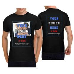 Personalisierte T-Shirts, T-Shirt Mit Eigenem Foto Text Logo Name Selbst Gestalten, Männer und Frauen, Vorder- und Rückendruck, schwere Baumwolle T-Shirt, Schwarz von Mraxovid
