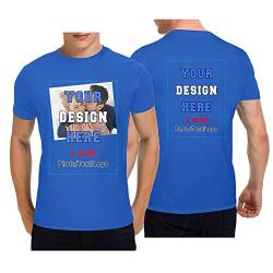 Personalisierte T-Shirts, T-Shirt Mit Eigenem Foto Text Logo Name Selbst Gestalten, Männer und Frauen, Vorder- und Rückendruck, schwere Baumwolle T-Shirt, blau von Mraxovid