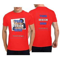 Personalisierte T-Shirts, T-Shirt Mit Eigenem Foto Text Logo Name Selbst Gestalten, Männer und Frauen, Vorder- und Rückendruck, schwere Baumwolle T-Shirt, rot von Mraxovid