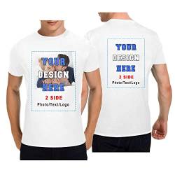 Personalisierte T-Shirts, T-Shirt Mit Eigenem Foto Text Logo Name Selbst Gestalten, Männer und Frauen, Vorder- und Rückendruck, schwere Baumwolle T-Shirt, weiß von Mraxovid