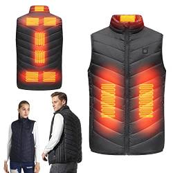 Mrrihand Beheizbare Weste Herren Damen mit 9 Heizzonen, 3 Temperaturstufen, Heizweste USB Ladung für draußen, Heizjacke zum Wandern, Skifahren 2XS Schwarz(Power Bank not Included) von Mrrihand