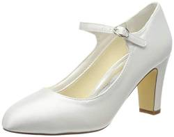 Mrs White, 3421–5, Braut-Schuhe für Damen, geschlossene Zehen, breiter Absatz, Satin, Pumps, Hochzeitsschuhe, Elfenbein - elfenbeinfarben - Größe: 35 von Mrs White