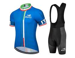 Fahrradbekleidung Komplettset Fahrradtrikot + Latzhose Hellblau Italien XL von Msport