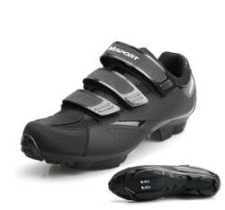 MTB Schuhe Herren/Damen Fahrradschuhe atmungsaktive rutschfeste Shimano SPD kompatibel - Schwarz 43 EU von Msport