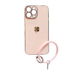 Gerade Abdeckung Plus Handyhülle Leave Case Mobile Armband Soft Protective Kompatibel mit Iphone14 Pro Max Hülle Mit Band (Pink, One Size) von MuSheng