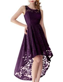 MuaDress 6006 Elegante Abendkleider Cocktailkleider Damenkleider Brautjungfernkleider aus Spitzen Knielange Rockabilly Ballkleid Rund Ausschnitt Grape 2XL von MuaDress